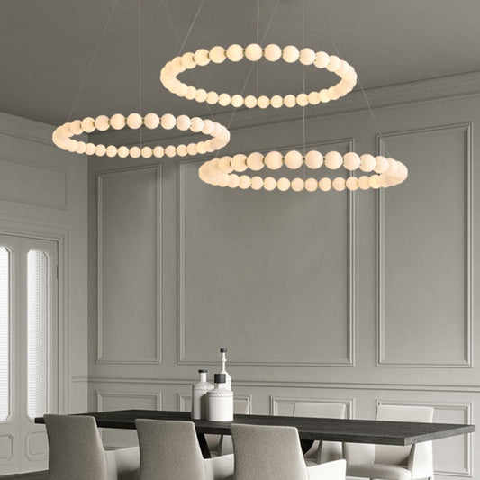 Modern Creative Acrylic Pearl Ring Loop Chandelier