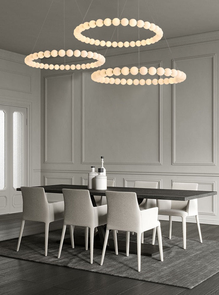 Modern Creative Acrylic Pearl Ring Loop Chandelier