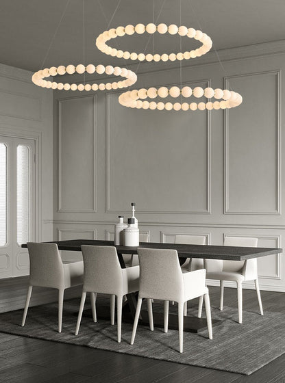 Modern Creative Acrylic Pearl Ring Loop Chandelier