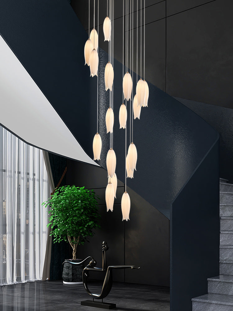 2023 New Arrival Elegant White Tulip Flower Chandelier For Foyer/ Staircase