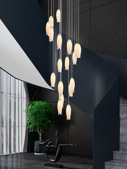 2023 New Arrival Elegant White Tulip Flower Chandelier For Foyer/ Staircase