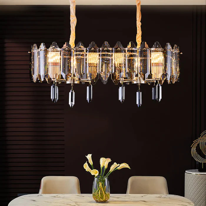 Modern Elegant Transparent Crystal Gold Chandelier Suit for Dining/Living Room
