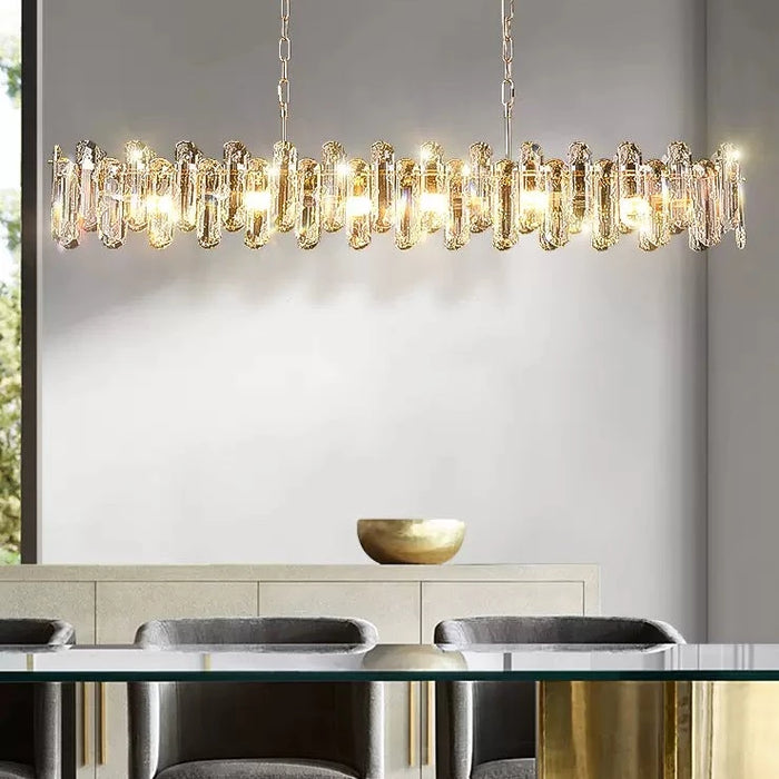 Ice Clear Round and Long Crystal Chandelier For Living Room Ceiling Lamp for Dining / Bedroom Hallway Light