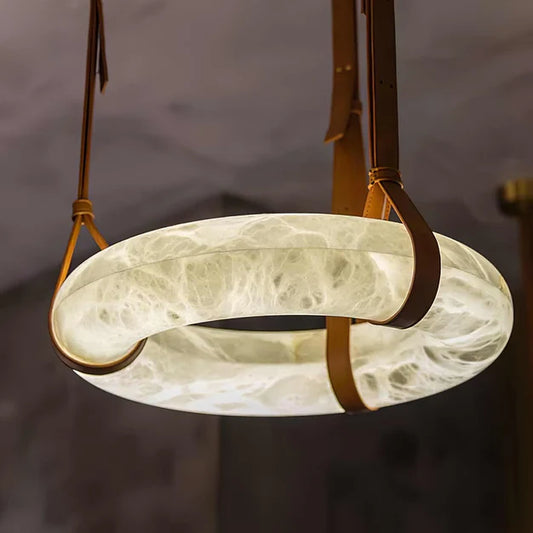 Lustre rond moderne en albâtre pour salon/chambre