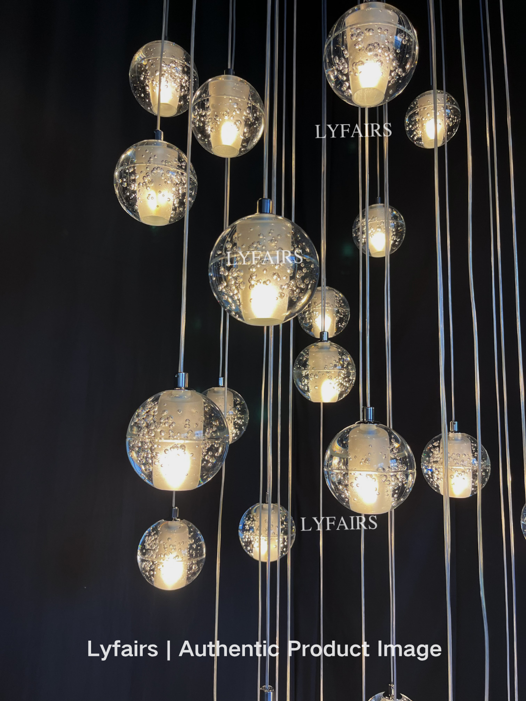 Oversized Nordic Art Round Air Bubbles Pendant Chandelier for Stairs/Spiral Staircase/Hotel Lobby