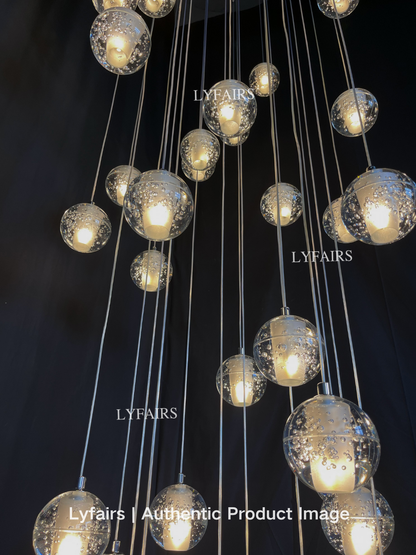Oversized Nordic Art Round Air Bubbles Pendant Chandelier for Stairs/Spiral Staircase/Hotel Lobby