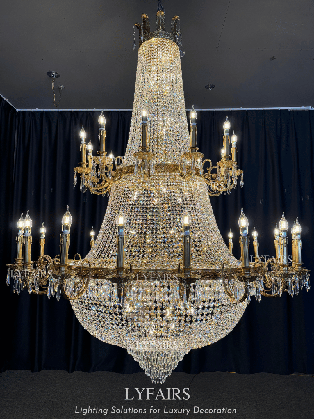Lustre en cristal de luxe méditerranéen du milieu du siècle pour le hall d'entrée et le salon