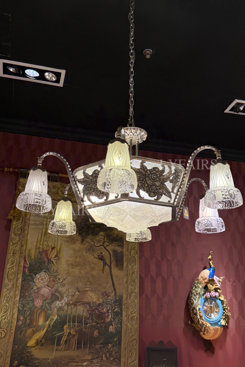 Lustre délicat en argent antique à fleurs LYFAIRS x FH&amp;Home
