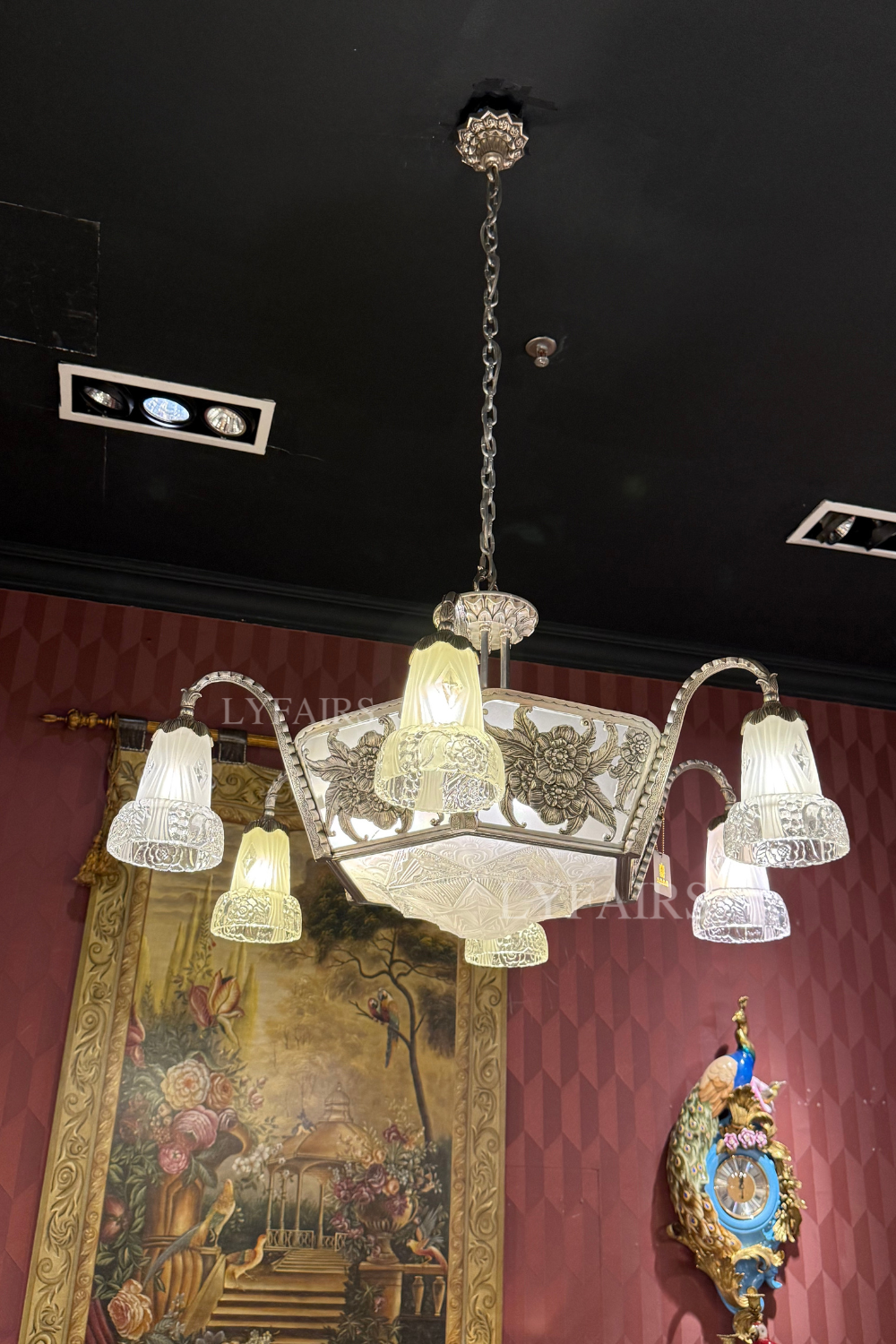 Lustre délicat en argent antique à fleurs LYFAIRS x FH&amp;Home