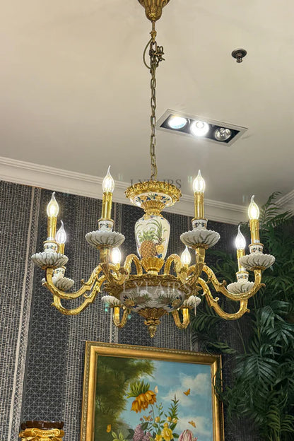 LYFAIRS x FH&Home Hand Painted Pineapple Porcelain Chandelier