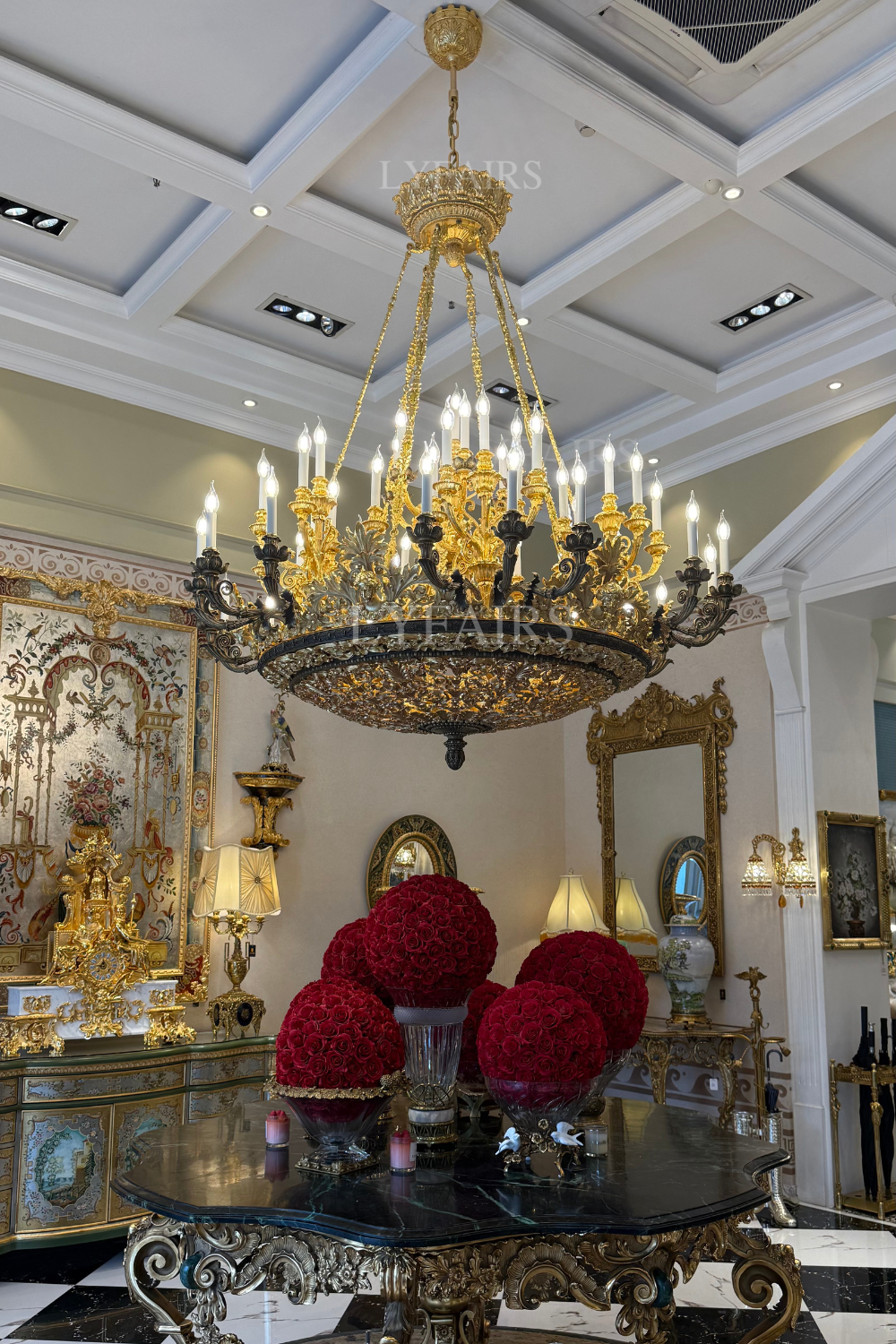 Lampadario barocco moderno di lusso in ottone LYFAIRS x FH&amp;Home per palazzo/villa/hotel
