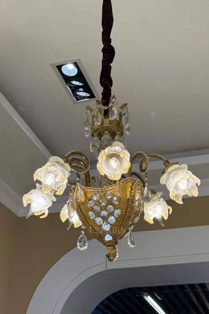 LYFAIRS x FH&Home Baroque Floral Glass Crystal Chandelier for Palace