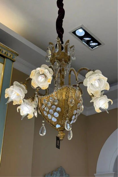 LYFAIRS x FH&Home Baroque Floral Glass Crystal Chandelier for Palace