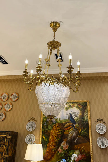 LYFAIRS x FH&Home Baroque Empire Flame Cascade Crystal Chandelier