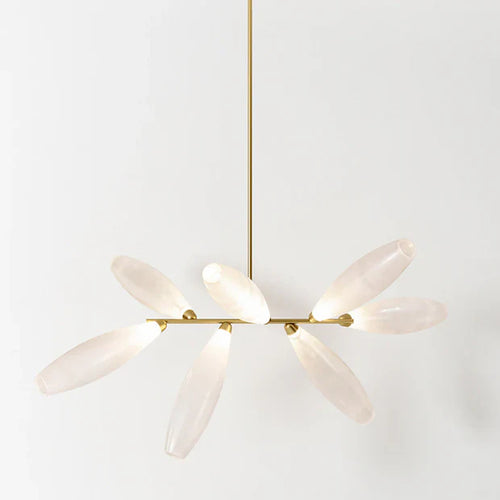 Lustre en fer minimaliste en forme de grain de riz pour salle à manger