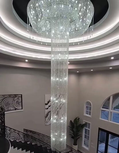 Super Large Light Luxury Jump Floor Spiral Staircase Chandelier For Hotels, Villas.