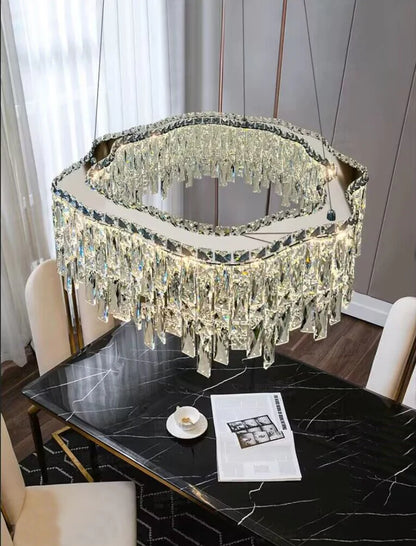 2023 New Modern Light Luxury Creative Set Crystal Chandelier Designer Style Irregular Round/Oval Light Fixture For Bedroom/Living Room/Dining Room