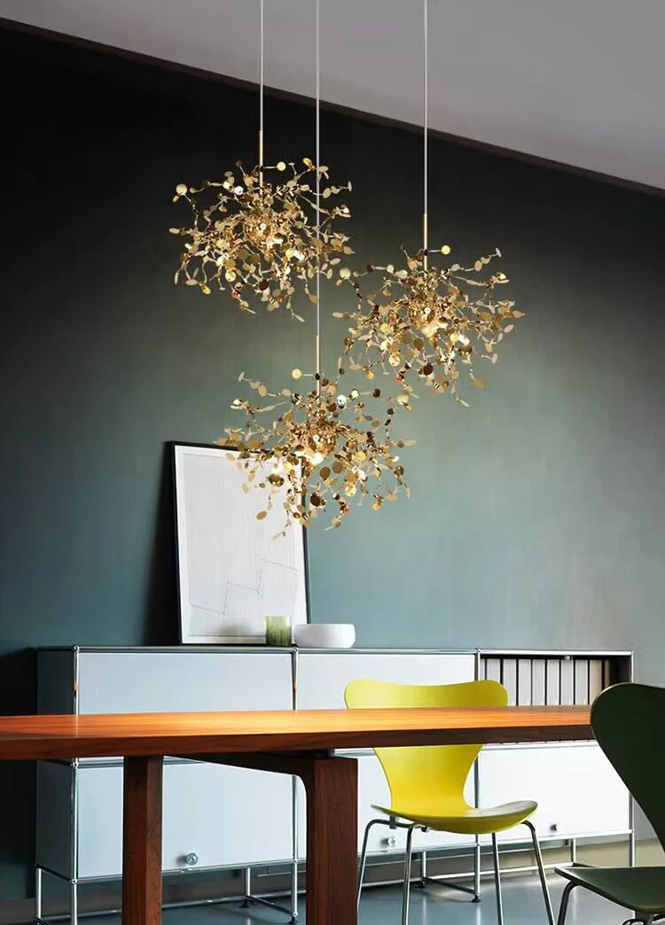 Lustre décoratif nordique moderne et créatif en acier inoxydable pour salle à manger, salon, bar ou café