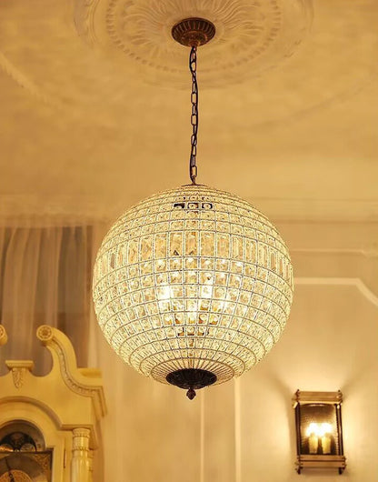 Designer Model Vintage Elegant Sphere Crystal Chandelier for Living Room/Foyer/ Hallway