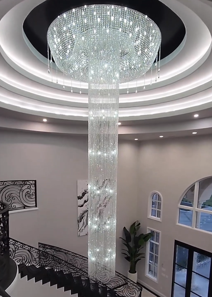 Super Large Light Luxury Jump Floor Spiral Staircase Chandelier For Hotels, Villas.