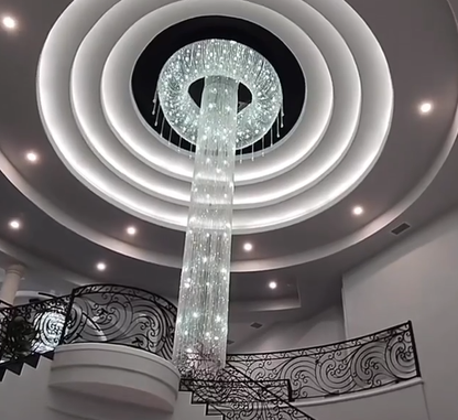Super Large Light Luxury Jump Floor Spiral Staircase Chandelier For Hotels, Villas.