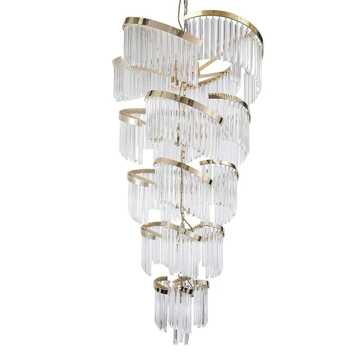 Lustre suspendu extra large en cristal spiralé de luxe pour salon/hall/entrée