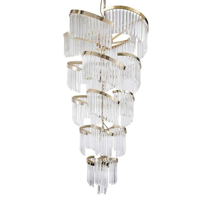 Lustre suspendu extra large en cristal spiralé de luxe pour salon/hall/entrée
