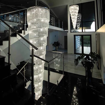 Elegant Long Spiral Tassel  Crystal Chandelier For Living Room Foyer Staircase