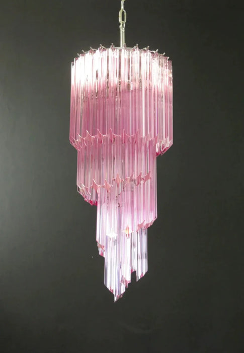 Barbie Pink Italian Creative Compass-star Spiral Crystal Chandelier Modern Romantic Designer Decorative Light Fixture