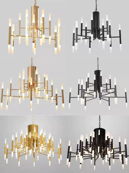 Lampadario postmoderno in acrilico Meteor in oro/nero