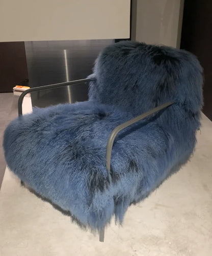 Fauteuil de salon moderne en polaire et fourrure 