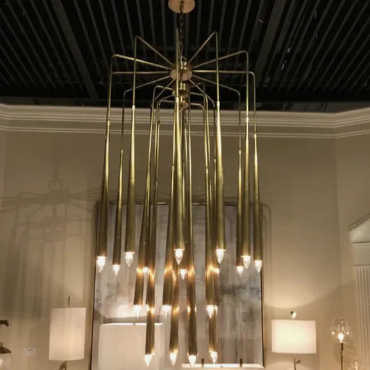 Luxury 23-Light Brass Tree Pendant Light for Low-ceiling
