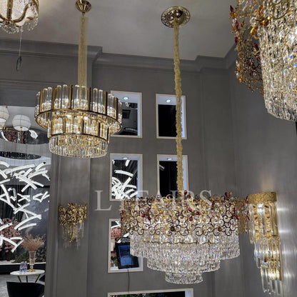 Copper Vineman Crystal Flower Chandelier for Low Ceilings