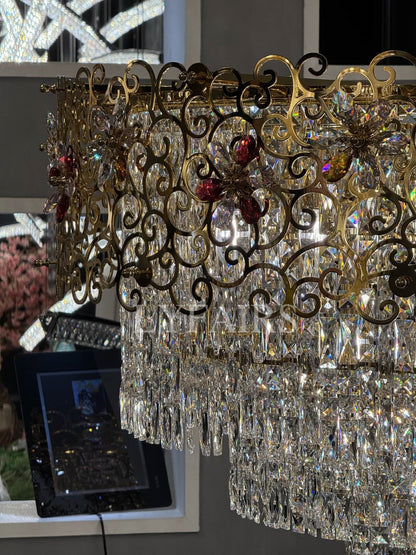 Copper Vineman Crystal Flower Chandelier for Low Ceilings