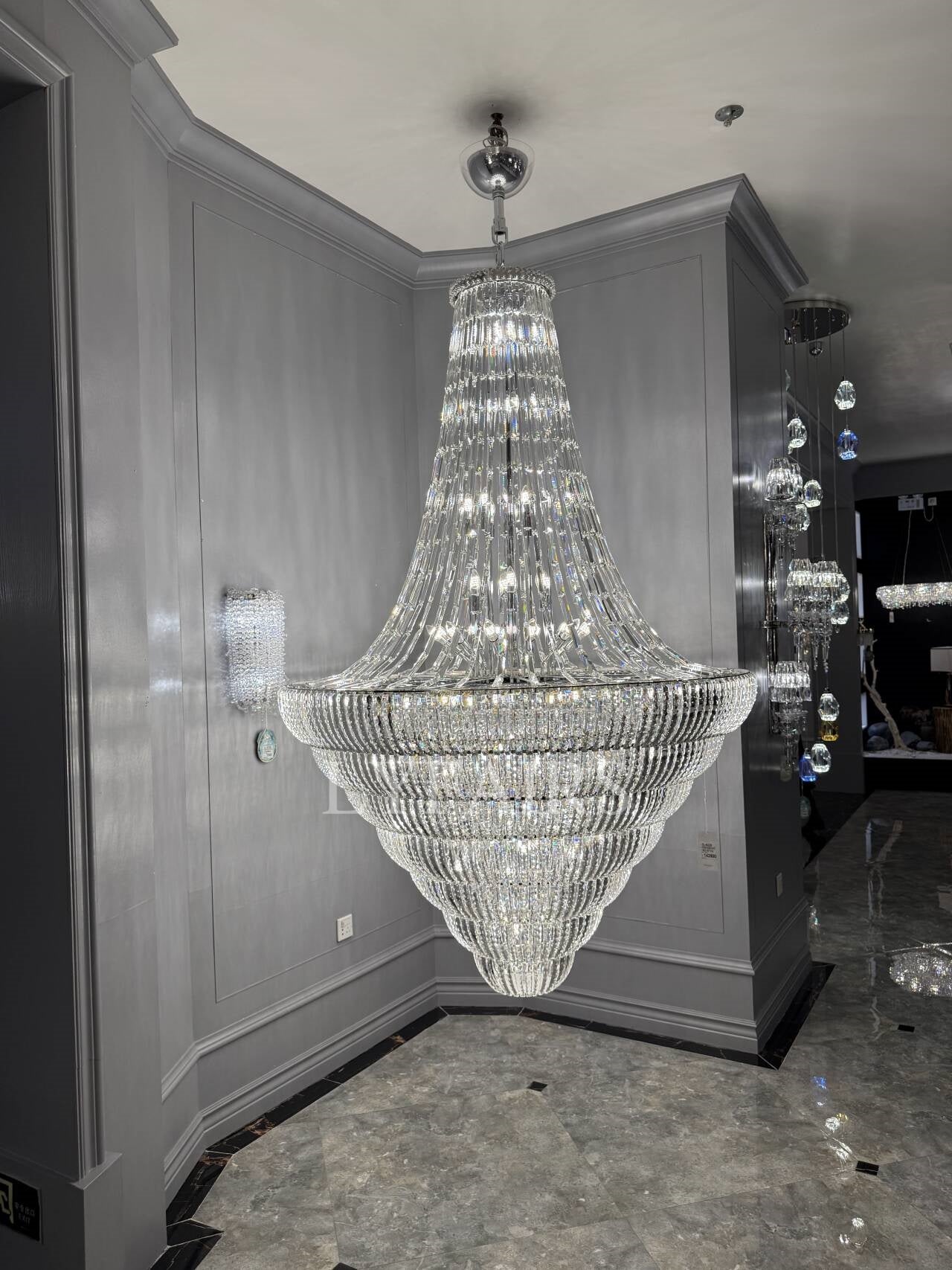 Champagne Tower-shaped Inverted Conical Crystal Chandelier