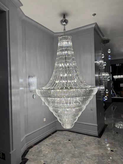 Champagne Tower-shaped Inverted Conical Crystal Chandelier