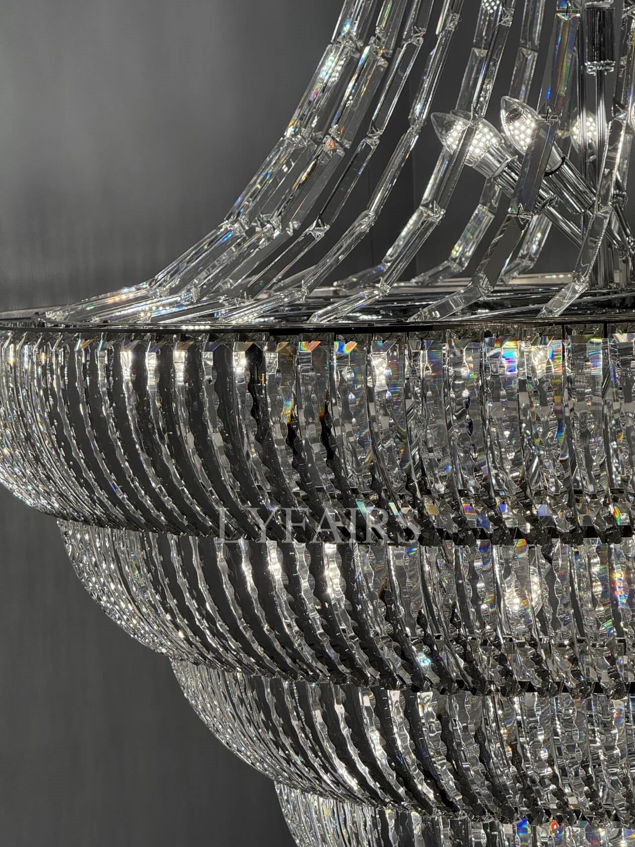 Champagne Tower-shaped Inverted Conical Crystal Chandelier
