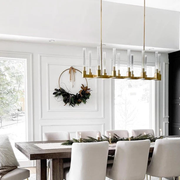 Lampadario moderno in vetro tubolare rotondo/lineare per sala da pranzo/isola della cucina