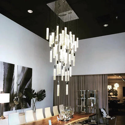 Modern Glacier Bubble Crystal Sticks Chandelier in Gold/Chrome/Black Finish for Staircase/Foyer