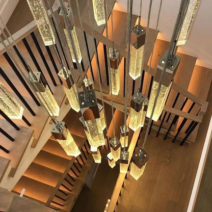 Modern Glacier Bubble Crystal Sticks Chandelier in Gold/Chrome/Black Finish for Staircase/Foyer