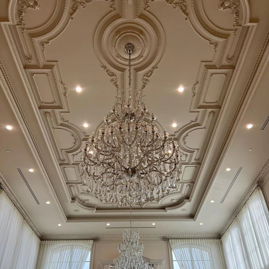Traditional Clear White Candle Crystal Chandelier for Staircase/Foyer/Living Room/Villa