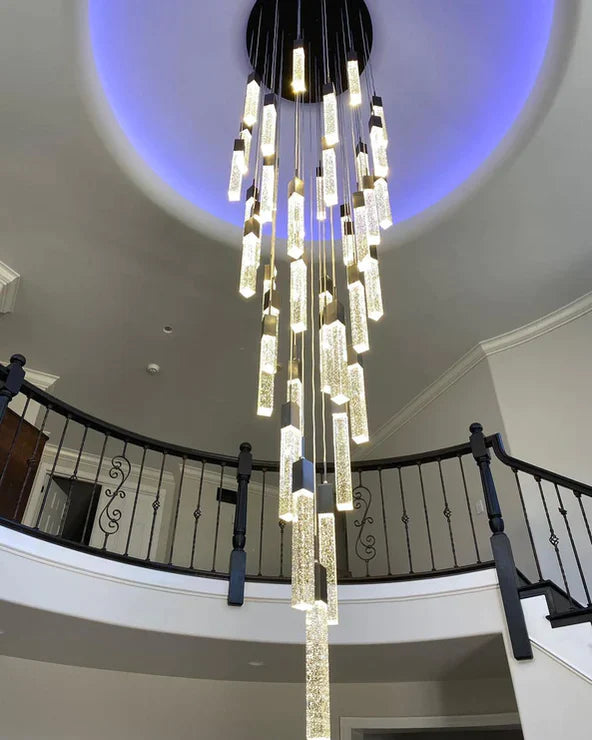 Modern Glacier Bubble Crystal Sticks Chandelier in Gold/Chrome/Black Finish for Staircase/Foyer