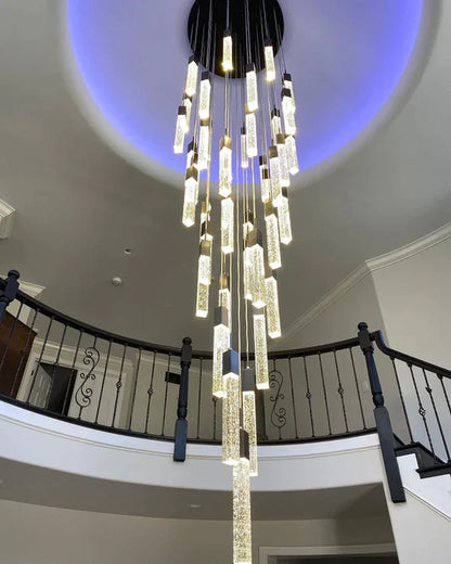 Modern Glacier Bubble Crystal Sticks Chandelier in Gold/Chrome/Black Finish for Staircase/Foyer
