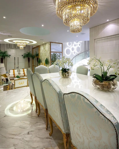 Flush Mount Modern Luxury 3-Tier Gold Round Crystal Chandelier for Living/Dining Room