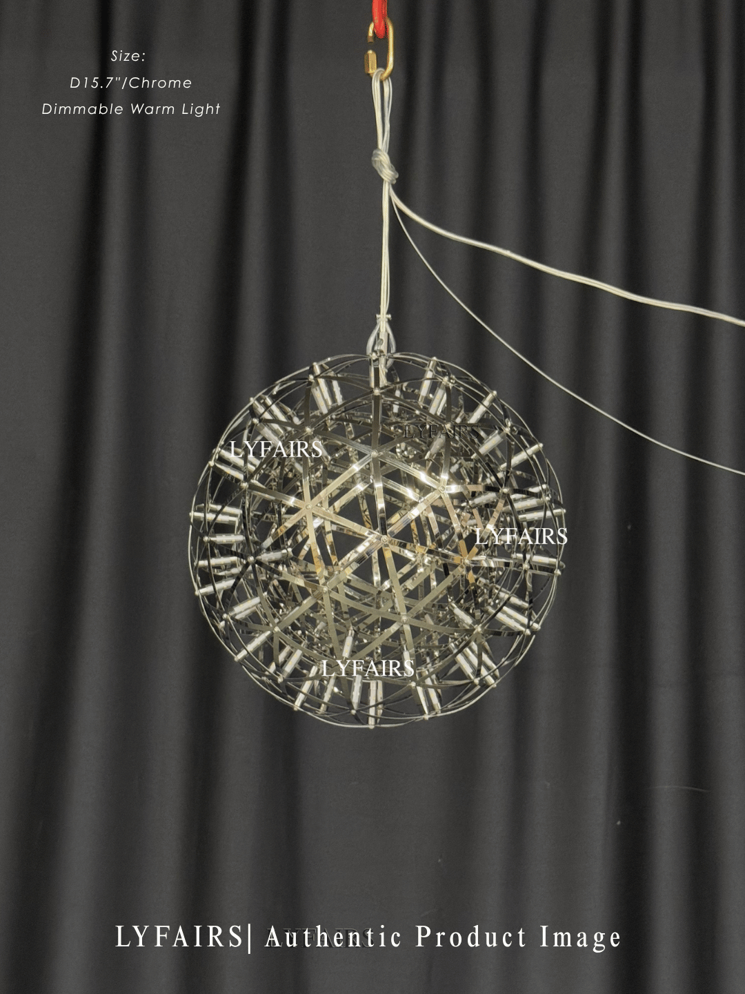 Round Starry Sky Chandelier Light Fire Ball Ceiling Lighting for Living Room/Cottage