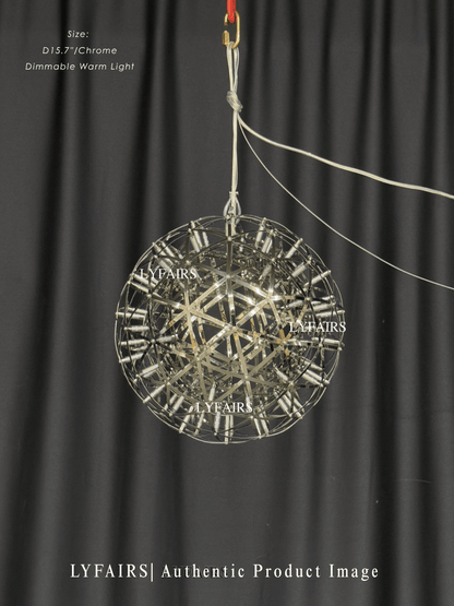 Round Starry Sky Chandelier Light Fire Ball Ceiling Lighting for Living Room/Cottage