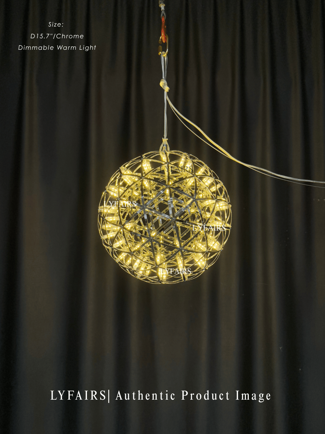 Round Starry Sky Chandelier Light Fire Ball Ceiling Lighting for Living Room/Cottage