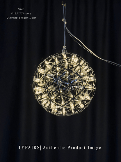 Round Starry Sky Chandelier Light Fire Ball Ceiling Lighting for Living Room/Cottage