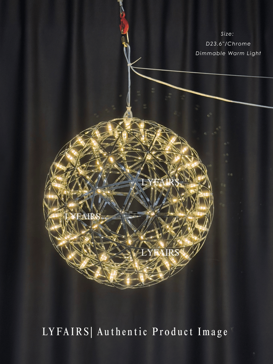 Round Starry Sky Chandelier Light Fire Ball Ceiling Lighting for Living Room/Cottage