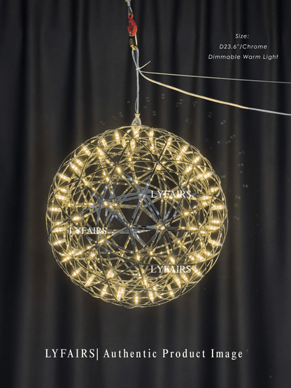 Round Starry Sky Chandelier Light Fire Ball Ceiling Lighting for Living Room/Cottage
